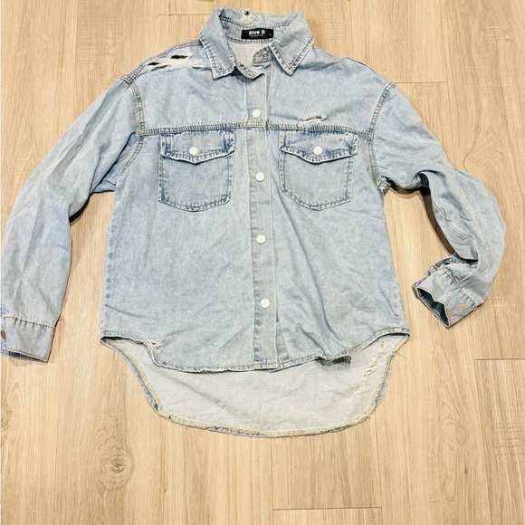 Blue B Collection Light Blue Denim Shirt - Picture 1 of 6